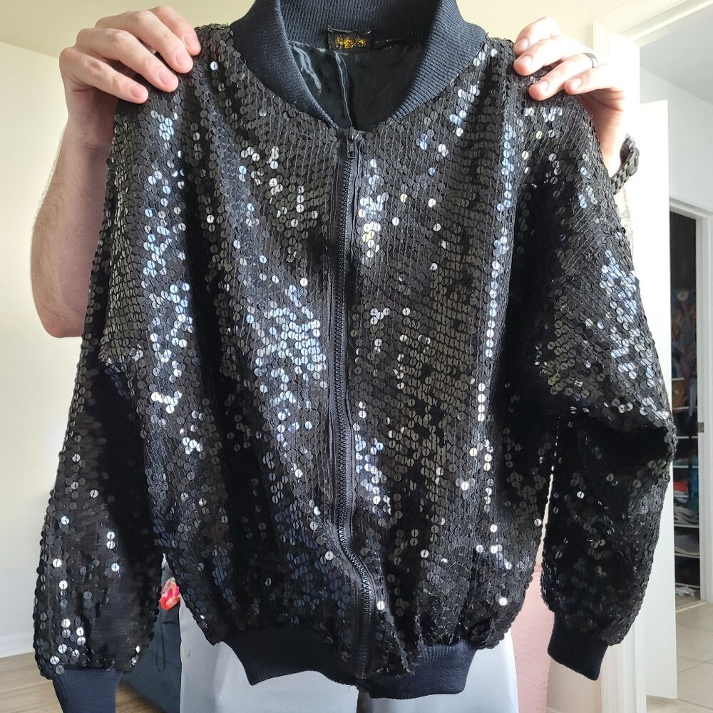 Vintage Black Sequin Bomber